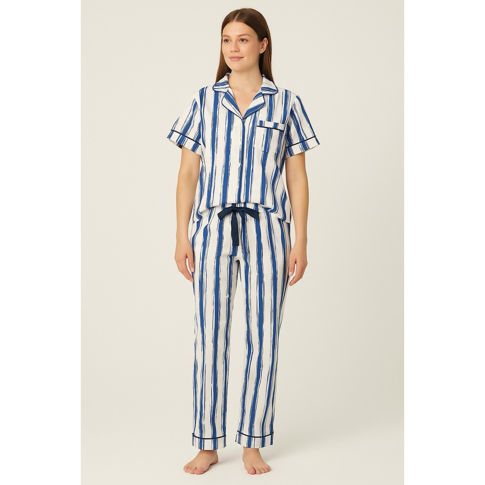 Katie Kime Pajama Pants Set Womens S Striped Cotton Preppy Holiday Sleepwear